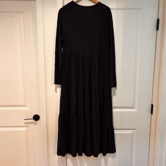 NWT Saint +‎ Sofia Greenwich Dress Asymmetric Tiered Navy Long Sleeve Maxi Sz 16 - Picture 7 of 9